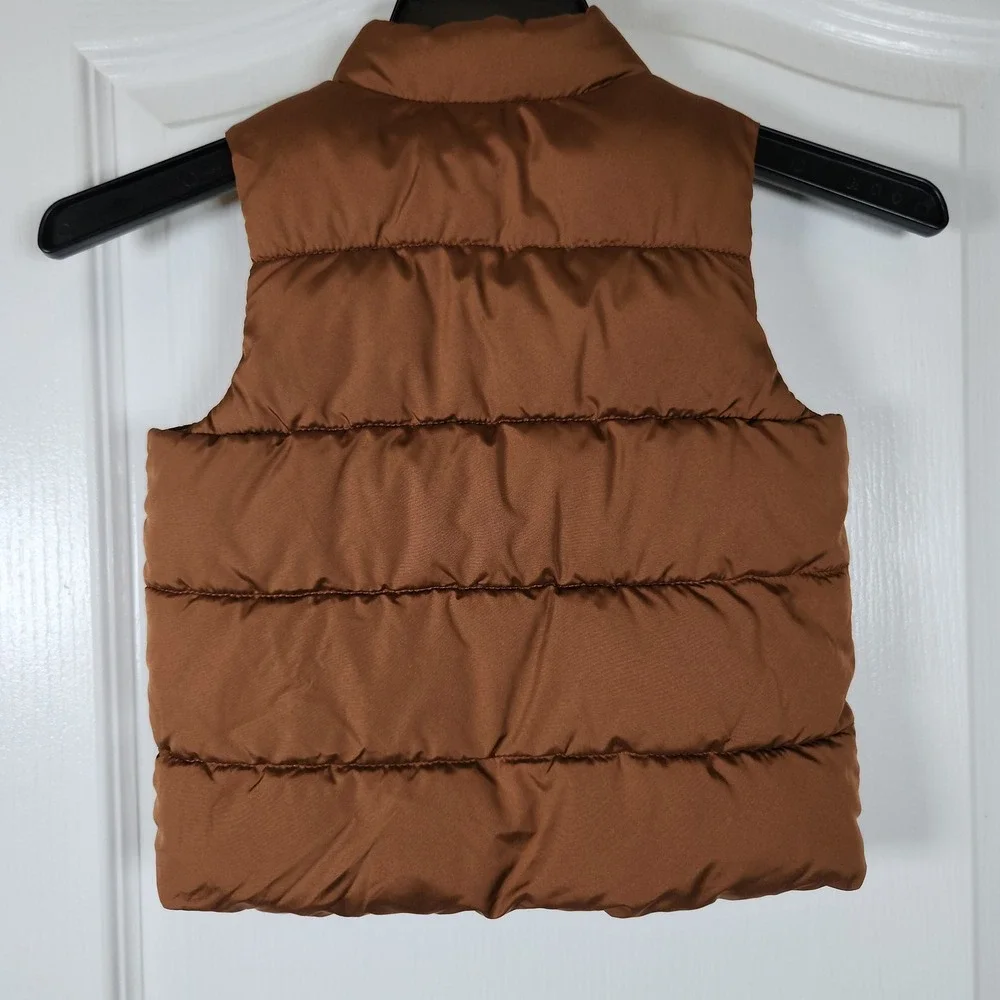 Old Navy Kids Brown Puffer Vest Water Resistant Pockets Size 2T